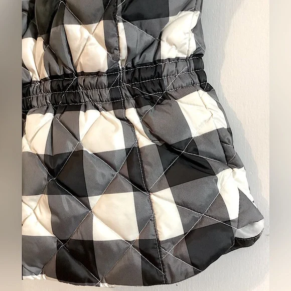 New Talbots Down Quilted Vest Black Grey White Large Buffalo Plaid Puffer XS - Picture 9 of 15